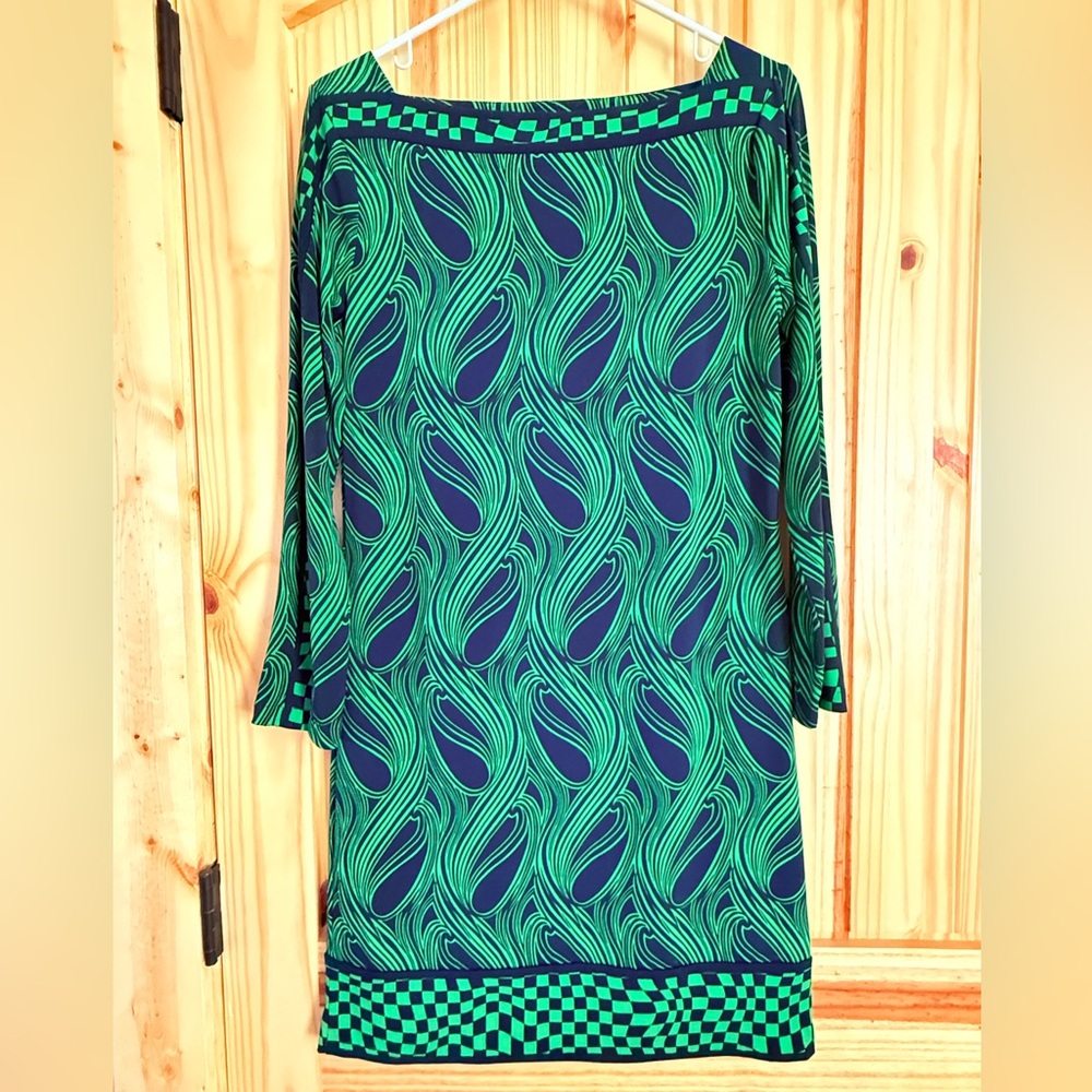 Michael Kors Green and Dark Blue Patterned Dress